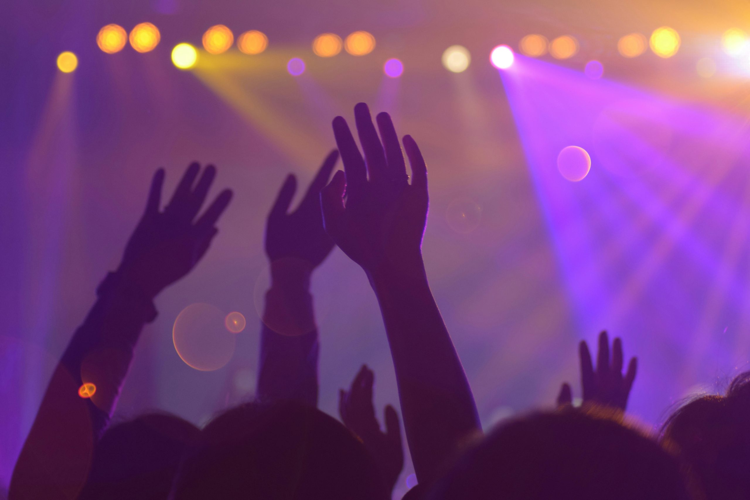 pexels-photo-1587927-1587927 Silhouettes of a lively audience with raised hands at an energetic nightclub event.
